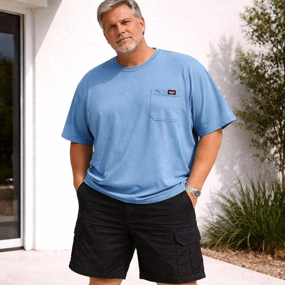 Wrangler Workwear Pocket Tee Crewneck Knit Shirt Men's 3XL Short Sleeve Blue